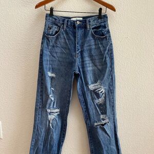KanCan Stephanie Ultra High Rise 90's Boyfriend Jeans Size 26 Distressed